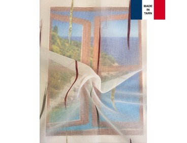 Voilage sur mesure bordeaux et doré (jusqu'à 290 cm de haut ). Ref 00197/319