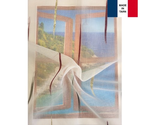 Voilage sur mesure bordeaux et doré (jusqu'à 290 cm de haut ). Ref 00197/319