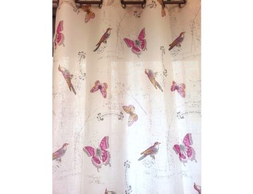 Voilage prêt à poser PAPILLON Fuchsia 140 x 260 cm