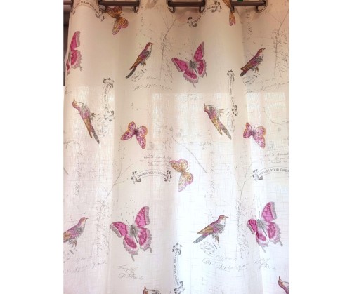 Voilage prêt à poser PAPILLON Fuchsia 140 x 260 cm