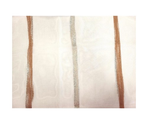 Voilage sur mesure blanc avec rayure terracotta et beige