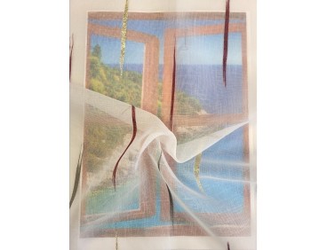 Voile au mètre bordeaux doré et gris en grande hauteur 300 cm