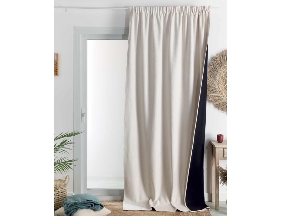 Rideaux ruflette isolant thermique et phonique Blanc cassé pour tringle portière 140 x 260 cm Rideaux ruflette isolant thermique et phonique Blanc cassé pour tringle portière 140 x 260 cm