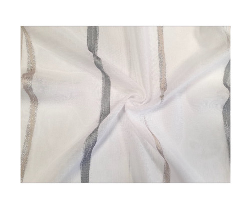 Voile au mètre gris beige aspect lin en grande hauteur 320 cm