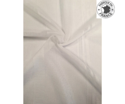 Voilage sur mesure ivoire aspect lin avec rayure ton sur ton