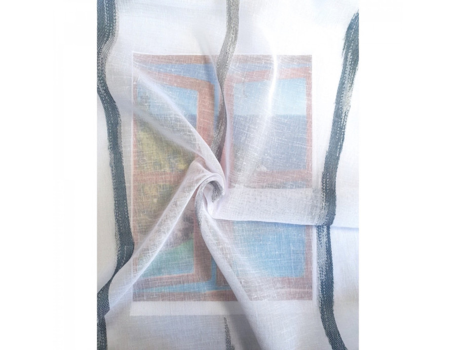 Voile au mètre bleu gris aspect lin en grande hauteur 300 cm Voile au mètre bleu gris aspect lin en grande hauteur 300 cm