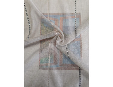 Voilage sur mesure gris avec rayure noire aspect lin (jusqu'à 320 cm de haut) PETIT STOCK