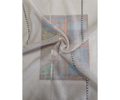 Voilage sur mesure gris avec rayure noire aspect lin (jusqu'à 320 cm de haut) PETIT STOCK